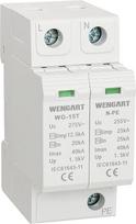 „Wengart“ apsaugos nuo viršįtampių įrenginys WG-15T, T1+T2 lygio apsauga, limp 12,5 kA, 20–40 kA, 275 V kintamosios srovės, buitinė apsauga nuo viršįtampių, montavimas ant DIN bėgelio (1+NPE)