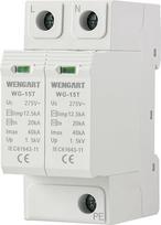 „Wengart“ apsaugos nuo viršįtampių įrenginys WG-15T, T1+T2 lygio apsauga, limp 12,5 kA, 20–40 kA, 275 V kintamosios srovės, buitinė apsauga nuo viršįtampių, montavimas ant DIN bėgelio (2P)