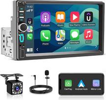 „WERESOUND 1“ DIN automobilių radijas su ekranu – belaidis „CarPlay“ ir „Android Auto“ | 7 colių jutiklinis automobilių radijas, „Bluetooth“ laisvų rankų įranga, GPS navigacija, HD atbulinės eigos kamera, „MirrorLink“, „Type-C“, USB, valdymas nuo vairo