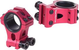 „WestHunter Optics“ šautuvo optinio taikiklio tvirtinimas su „dovetail“ jungtimi, 25,4 mm ir 30 mm tikslūs šautuvo optinio taikiklio žiedai | Raudoni | Apsauginis kaištis, neleidžiantis susisukti