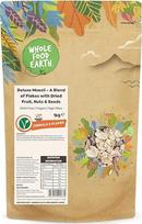 „Wholefood Earth Deluxe“ muslis – dribsnių mišinys su džiovintais vaisiais, riešutais ir sėklomis, 1 kg | Be GMO | Daug ląstelienos
