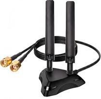 „Wi-Fi 6E“ antena stacionariam kompiuteriui, belaidžio tinklo adapteris, trijų dažnių, 6 GHz, 5 GHz, 2,4 GHz, RP-SMA (su skyle viduryje), didelio stiprinimo, 10 dBi antena, skirta „Wi-Fi“ ir „Bluetooth“ plokštei, belaidžiam maršrutizatoriui