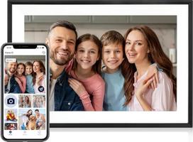 „Wi-Fi“ skaitmeninė nuotraukų rėmelė, 10,1 colio skaitmeninė nuotraukų rėmelė, 1280×800 HD IPS jutiklinis ekranas, automatinis vaizdo pasukimas, 32GB atminties, suderinama su „AiMOR“ programėle