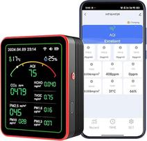 „WiFi“ oro kokybės monitorius: 15 funkcijų oro kokybės matuoklis-detektorius, nustatantis PM, CO₂, TVOC, HCHO, PM, AQI, temperatūrą ir drėgmę; CO₂ monitorius su nuotolinio valdymo programėle, skirtas išmaniojo namo automatizavimui