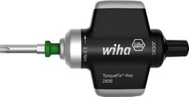 „Wiha TorqueFix Key Precision“ sukimo momento atsuktuvas su raktine rankena ir fiksuotu iš anksto nustatytu sukimo momento ribotuvu (38800), 1,2 Nm, 4 mm, skirtas kontroliuojamam varžtų įsukimui fiksuotoje taikymo srityje, su garsiniu spragtelėjimo signal
