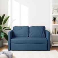 „Willood“ grindų sofa su miego funkcija, dvivietė grindų lova, aksominė antklodė, mėlyna, 112 x 174 x 55 cm, audinys