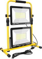 „Willpower“ LED statybinis prožektorius, 2 x 150 W, 30000 LM, nešiojamas LED darbo prožektorius, 6000 K, LED prožektorius, darbo prožektorius su kištuku, statybinis prožektorius, skirtas dirbtuvėms, statybvietei, garažui, sodui | Prožektorius, darbo prože