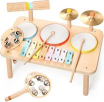 „WINGYZ“ vaikų būgnų rinkinys „9 in 1“ – medinių muzikos instrumentų rinkinys su