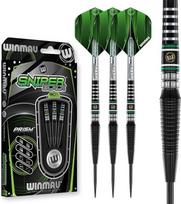 „WINMAU Sniper Black Professional“ 90 % volframo dartų rinkinys su sparneliais ir strypais – siūlomi su minkštais antgaliais (18 g) ir plieniniais antgaliais (23 g bei 24 g)