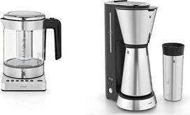 „WMF Küchenminis“ 2-in-1 „Vario“ virdulys su temperatūros reguliatoriumi, 1,0 l, 1900 W, stiklinis arbatos virimo indas su arbatos maišelių laikikliu ir sieteliu bei „Küchenminis“ kavos aparatas su aromato filtru ir termoindeliu, 870 W