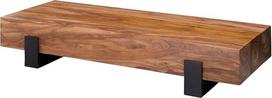 „Wohnling“ šišamo medžio kavos staliukas 115 x 44 x 22 cm, iš masyvios medienos ir metalo, plokščias | Svetainės staliukas, minimalistinis, rudas ir juodas, sofos staliukas iš masyvios medienos, stačiakampis, rankų darbo, unikalus, modernus svetainės stal