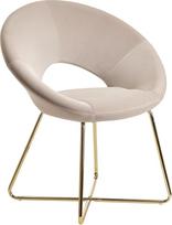 „Wohnling“ valgomojo kėdė „Velvet Beige“ su auksinėmis kojomis | Iš audinio ir metalo pagaminta „Shell“ tipo kėdė su išlenkta atlošo dalimi, elegantiška apmušta kėdė, virtuvės kėdė su plastikiniais iškilimais