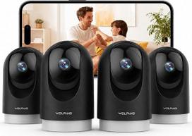 „WOLFANG“ vidaus stebėjimo kamera, 2K, vidaus „Wi-Fi“ kamera su 360° PTZ, automobilių sekimo ir naktinio matymo funkcijomis, šunų stebėjimo kamera su dvipusiu garso ryšiu, suderinama su „Alexa“ ir „Google Home“, 4 vnt. rinkinys