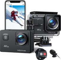 „WOLFANG“ veiksmo kamera GA100 4K 20 MP povandeninė kamera, „Wi-Fi“, 40 m atsparumas vandeniui, vaizdo stabilizatorius, prie šalmo tvirtinama kamera, 170° plataus kampo vaizdo kamera, išorinis mikrofonas, 2,4 GHz nuotolinio valdymo pultas, 2 baterijos ir