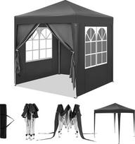„WOLTU“ sulankstoma pavėsinė, 2 x 2 m, „Pop Up“ tipo pavėsinė su 4 šoninėmis sienelėmis, antracito spalvos