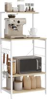 „WOLTU“ virtuvės lentyna, stovinti lentyna, mikrobangų krosnelės laikiklis, kepimo lentyna, buitinė lentyna, šviesusis ąžuolas + balta, 60 x 123 x 40 cm
