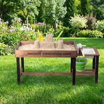 „WOODENFUN“ lauko smėlio dėžės rinkinys „Mud Kitchen“ su kriaukle, kibirais ir kastuvėliais ab3 (natūralios medžio spalvos)