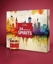 „World of Spirits“ Advento kalendorius 2025 – 24 išskirtinių romo, džino, viskio, tekilos, ouzo ir kt. gėrimų rinkinys iš viso pasaulio, įskaitant akląją degustaciją, aukštos kokybės bukletą ir degustacijos vaizdo įrašą