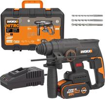 „WORX WX381“ akumuliatorinis plaktuvinis gręžtuvas, 20 V, komplekte su 4 Ah „Pro“ akumuliatoriumi ir greitojo įkrovimo įrenginiu