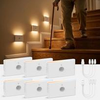 „wowatt“ LED naktinė lemputė su judesio ir prieblandos jutikliais, 3 režimai, automatinis įjungimas/išjungimas, laiptų apšvietimas, reguliuojamas šviesos stiprumas, 3 spalvų temperatūros naktinė lemputė, įkraunama baterija, skirta vaikų kambariui, prieška
