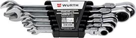 „Würth“ kombinuotų raktų su ratuku lankstus 6 dalių rinkinys, dydžiai: 8, 10, 12, 13, 17 ir 19 mm, su 180° lankstumu, užtikrinančiu lankstumą dirbant