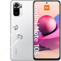 „Xiaomi Redmi Note 10S“ išmanusis telefonas + ausinės (16,33 cm / 6,43 colio FHD+ ekranas, 128GB vidinė atmintis, 6GB RAM, 64 MP keturių objektyvų galinė kamera, 13 MP priekinė kamera, dvi SIM kortelės, „Android 11“) balta spalva.