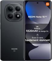 „XIAOMI REDMI Note 15 5G“ išmanusis telefonas, 8+256GB, juodos spalvos, 6,77 colio, 1080×2392 pikselių, 108 MP kamera, 45 W greitasis įkrovimas, IP66, „Snapdragon 6 Gen 3“ su įkrovikliu