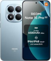 „Xiaomi Redmi Note 15 Pro 5G“ išmanusis telefonas, 8+256GB, 6580 mAh, 200 MP, „Glacier Blue“ | Mobilusis telefonas su „Android“ operacine sistema, IP66/IP68 apsauga nuo dulkių ir vandens, 200 MP kamera, 6,77 colio AMOLED ekranas