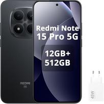 „XIAOMI“ išmanusis telefonas „Redmi Note 15 Pro 5G“ su NFC, 12+512GB, juodos spalvos, IP68, AMOLED ekranas, „Android 15“, 200 MP kamera, 120 Hz, 6580 mAh baterija, 45 W greitasis įkrovimas su įkrovikliu