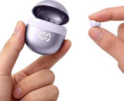 „Xmenha Mini“ nematomos belaidės „Bluetooth“ ausinės, įdedamos į ausį, violetinės spalvos