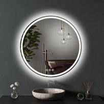 „XRAMFY“ apšviestas veidrodis 60 cm, apsaugotas nuo rasojimo, apvalus vonios veidrodis su LED apšvietimu, 3 šviesos spalvos, reguliuojamas apšvietimas