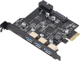 „XUMIUZIY“ PCIe į USB 3.2 Gen 1 plokštė su 5Gbps pralaidumu, 5 USB prievadais (3 USBA ir 2 USBC prievadai), USB PCIe išplėtimo plokštė, skirta „Windows 7/8/10/11“ ir „Linux“