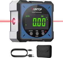 „XUNTOP“ skaitmeninis kampmatis, lazerinis gulsčiukas ir inklinometras su LCD ekranu, „Type-C“ sąsaja, IP54 atsparumas vandeniui, magnetinė gulsčiuko dėžutė, skirta medžio apdirbimui, statyboms, apdailai ir savarankiškiems darbams