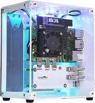 „Yahboom“ „Raspberry Pi 5“ korpusas, mikro stalinis aliuminis korpusas su „Pi5“ aktyviuoju radiatoriumi, PWM ventiliatoriumi, RGB apšvietimo juosta, „Mini Tower“ tipo kompiuterio korpusas, OLED ekranas
