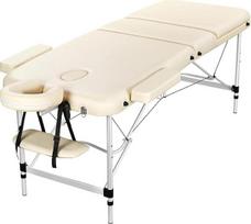 „Yaheetech“ masažinis stalas, sulankstoma masažinė lova, terapinis stalas su 3 zonomis, ergonomiška masažinė suolelė su galvos atrama ir porankiais, 70 cm pločio, kreminės baltos spalvos