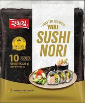 „Yaki Sushi Nori Gold“ – aukščiausios kokybės skrudinti jūros dumblių lapai | 100 % natūralūs, traškūs, tamsiai žali „nori“ | Korėjos kokybė, gamintojas „Gwangcheon Nori“ – 10 lapų – 25 g