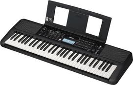 „Yamaha PSR-E383“ nešiojamasis klavišinis instrumentas pradedantiesiems, 650 autentiškų instrumentų garsų ir jautrūs prisilietimui klavišai su 48 natų polifonija, komplekte – 2 „Yamaha“ internetinės pamokos