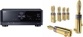 „Yamaha“ AV imtuvas RX-V6A, juodos spalvos – tinklinis imtuvas su „Dolby Atmos Height Virtualizer“ ir „KabelDirekt“ – „Banana“ jungtys – 5 poros (garsiakalbių kabelių „Banana“ jungtys, skirtos kabeliams iki 6 mm²)
