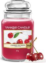 „Yankee Candle“ kvapioji žvakė | „Cherries on Snow“ (Vyšnios ant sniego), didelis stiklinis indas | Ilgas degimo laikas: iki 150 valandų | Puikios Kalėdų dovanos moterims