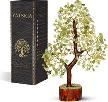 „YATSKIA“ žaliasis nefrito kristalinis medis – rankų darbo kristalinė statulėlė, „Reiki“ čakrų gydomieji kristalai ir brangakmeniai, talismanai, dvasinė dovana, „Feng Shui“ Gyvybės medžio dekoracija, 10–12 colių