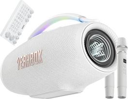 „YEAHBOX Sonic Boom Ultra K“ karaoke garsiakalbis su „Bluetooth“, vakarėlių garsiakalbis su 2 belaidžiais mikrofonais ir mikšeriu, 320 W RMS, 3-kanalė sistema su 5 garsiakalbių elementais, HDMI ARC, LED apšvietimas, TWS, skirtas naudoti lauke (baltas)