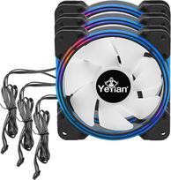 „YEYIAN“ ARGB rinkinys su 3 vėdinimo ventiliatoriais (120 mm) / 2 LED šviesos juostomis / šakotuvu ir valdikliu nustatymams – YCF-3KFS-01