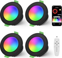 „YindaLux“ LED įleidžiamasis prožektorius su RGB, valdomas per programėlę ir nuotolinio valdymo pultu, reguliuojamas šviesos stiprumas, 4 juodi
