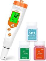 „YINMIK EC“ pH matuoklis, laidumo ir pH matuoklis „Grow“ su kalibravimo tirpalu | TDS ir pH matuoklis, vandens pH matuoklis, hidroponika – 4-in-1 pH, EC, TDS testeris su pH kalibravimo tirpalu ir 1413 μS EC kalibravimu