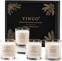 „YINUO“ aromatinių žvakių dovanų rinkinys, 4 vnt. po 120 g, šiltų žiemos aromatų
