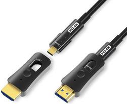 „YIWENTEC“ HDMI šviesolaidinis kabelis 4K@60Hz, HDCP2.2, 4:4:4, didelės spartos, 18Gbps, HDR, 3D, 4K2K HDMI šviesolaidinis kabelis su „Micro HDMI“ jungtimi, ištempiamo tipo (4K, 15 m)