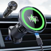 „YOSH“ „MagSafe“ automobilinis laikiklis su 60 W automobiliniu įkrovikliu, [15 W greitasis įkrovimas ir aušinimo sistema], mobiliojo telefono laikiklis automobiliui su „MagSafe“ įkrovikliu, ventiliacija ir 15 W įkrovimo funkcija, skirtas „iPhone“ modeliam