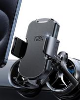 „YOSH“ automobilinis mobiliojo telefono laikiklis, skirtas apvalioms ventiliacijos angoms, suderinamas su „Audi A1/A3“, „Mini Cooper“ (2013–2024 m.), „Mercedes“ A/B/C/V klasės modeliams, su tvirtu trikampiu kabliuku, skirtas „iPhone“, „Samsung“, dideliems