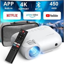 „YOTON“ 4K projektorius [oficialiai palaiko „Netflix“ / „Dolby Audio“] 20 000 liumenų, natūralus „Full HD 1080p“ raiška, „Y9“ projektorius su „Wi-Fi“ ir „Bluetooth 5.2“, vaizdo projektorius, skirtas namų kinui / mobiliajam telefonui / TV Stick / PS5, komp
