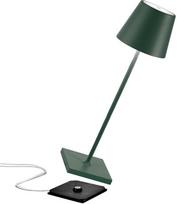 „Zafferano Poldina Pro“ belaidė LED stalo lempa, įkraunamas jutiklinis reguliatorius – IP65, skirta naudoti patalpose ir lauke, aliuminis, aukštis 38 cm (ES/JK/JAV), tamsiai žalia, LD0340M3x1, aukštis 38 cm / pagrindo skersmuo 11 cm